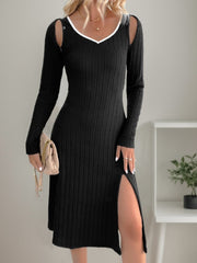 Munsieur Women's 2pc. Slit Wide Strap Dress and Detachable Sleeves