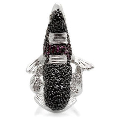 0W003 - Rhodium + Ruthenium Brass Ring with AAA Grade CZ in Multi
