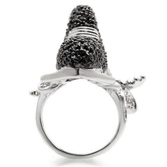 0W003 - Rhodium + Ruthenium Brass Ring with AAA Grade CZ in Multi