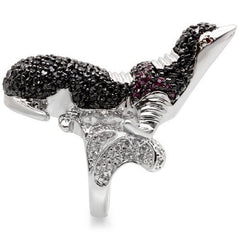 0W003 - Rhodium + Ruthenium Brass Ring with AAA Grade CZ in Multi