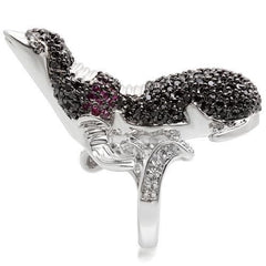 0W003 - Rhodium + Ruthenium Brass Ring with AAA Grade CZ in Multi