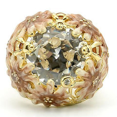 0W203 - Matte Gold & Gold Brass Ring with AAA Grade CZ in Clear
