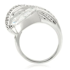 0W253 - Rhodium Brass Ring with AAA Grade CZ in Clear