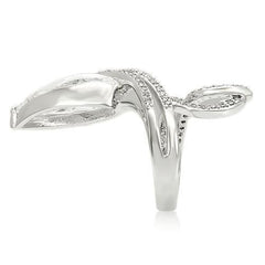 0W253 - Rhodium Brass Ring with AAA Grade CZ in Clear