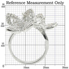 0W336 - Rhodium Brass Ring with AAA Grade CZ in Clear