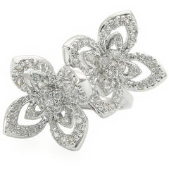 0W336 - Rhodium Brass Ring with AAA Grade CZ in Clear