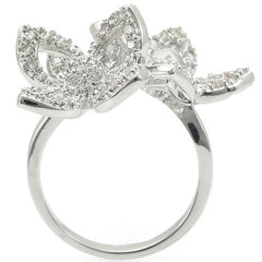 0W336 - Rhodium Brass Ring with AAA Grade CZ in Clear