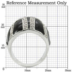 0W355 - Rhodium Brass Ring with AAA Grade CZ in Clear