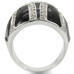 0W355 - Rhodium Brass Ring with AAA Grade CZ in Clear