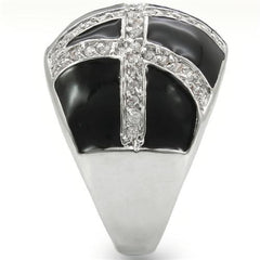 0W355 - Rhodium Brass Ring with AAA Grade CZ in Clear