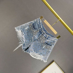 Women's Fashion Bottoms Holes Wide-leg Denim Bottoms Woven