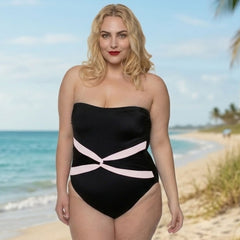 InstantFigure Contrast Twist Front One Piece Swimsuit 13559P