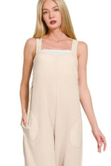 Zenana Double Gauze Washed Wide Leg Overalls