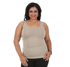 InstantFigure Curvy Plus Size Casual Scoop Neck Tank Top 168021C