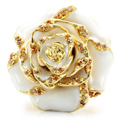 1W040 - Gold Brass Ring with AAA Grade CZ in Champagne