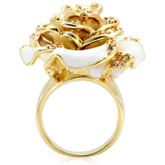 1W040 - Gold Brass Ring with AAA Grade CZ in Champagne
