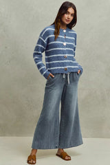 SO ME Mid Rise Elastic Waist Flare Denim Jeans