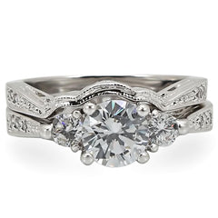 1W002 - Rhodium Brass Ring with AAA Grade CZ in Clear