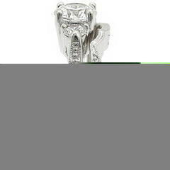 1W002 - Rhodium Brass Ring with AAA Grade CZ in Clear