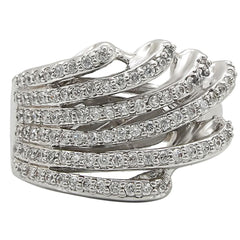 1W018 - Rhodium Brass Ring with AAA Grade CZ in Clear