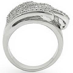 1W018 - Rhodium Brass Ring with AAA Grade CZ in Clear