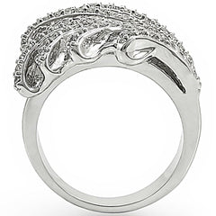 1W018 - Rhodium Brass Ring with AAA Grade CZ in Clear
