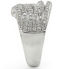 1W018 - Rhodium Brass Ring with AAA Grade CZ in Clear