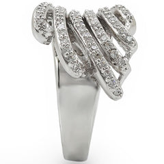 1W018 - Rhodium Brass Ring with AAA Grade CZ in Clear