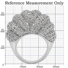 1W020 - Rhodium Brass Ring with AAA Grade CZ in Clear