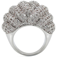 1W020 - Rhodium Brass Ring with AAA Grade CZ in Clear