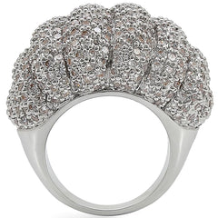 1W020 - Rhodium Brass Ring with AAA Grade CZ in Clear