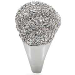 1W020 - Rhodium Brass Ring with AAA Grade CZ in Clear