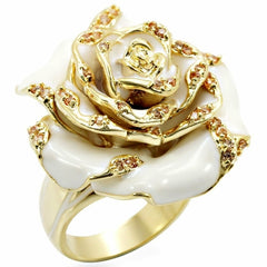 1W040 - Gold Brass Ring with AAA Grade CZ in Champagne