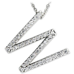 21621 - Rhodium Brass Pendant with AAA Grade CZ in Clear