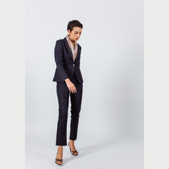 Navy Peak-Lapels Single-Breasted Blazer – Women’s Tailored Jacket