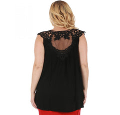 Curvy Plus Size Sleeveless V Neck Top Front Tie 3532464C