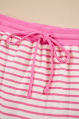 Stripe Collared V-Neck Pullover and Skort Set