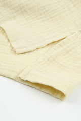 Beige Textured Pocket Split V Neck Plus Size Top