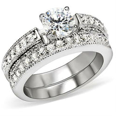 5X016 - Rhodium Brass Ring with AAA Grade CZ in Clear