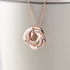 Mom Necklace With Kids Names Birthstones, Children Birthstone Jewelry