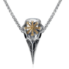 Mens Fashionable Vintage Viking Symbol Skull Eagle Beak Pendant