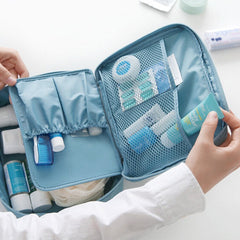Portable Cosmetic Bag Waterproof Divider Multi-grid Pockets Toiletry B