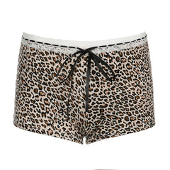 Women's Leopard Print Lace Stitching Casual Bottoms Low Waist