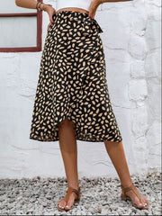 MUNSIEUR Tied Slit Printed Skirt - Luxury Designer Skirt for Women