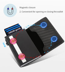 Men's Slim Wallet, RFID Metal Aluminum Shell Men's Automatic Card