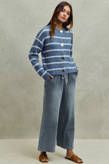 SO ME Mid Rise Elastic Waist Flare Denim Jeans