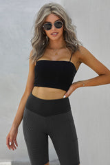 Black Side Pockets Ruched Butt Lifting Yoga Shorts