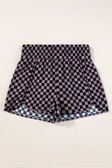 Leopard & Checker High Waist Athletic Shorts
