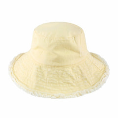 Wide Brim Frayed Bucket Hat for Summer – Lightweight Cotton Sun Hat