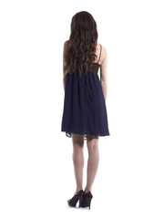 Blue Flowy Dress with Gold Embellishments